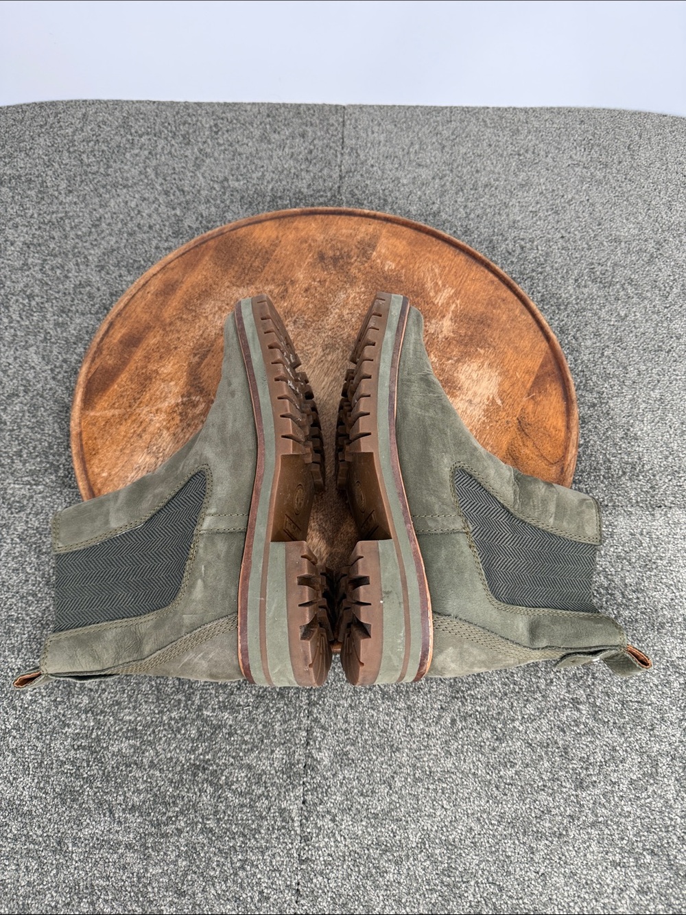 Timberland Boots Wm 8.5 Courmayeur Valley Chelsea Olive Green Nubuck Slip On - Picture 6 of 11